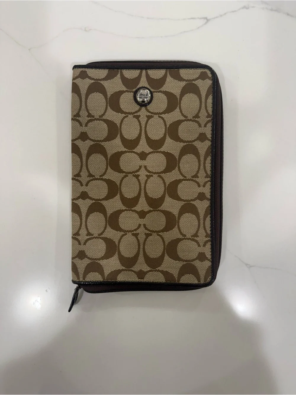 Coach Signature Canvas Tablet Case / E-Reader Sleeve - Khaki/Brown